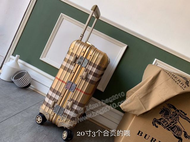 Rimowa拉杆箱 66666 Rimowa x Burberry首度合作版 經典巴寶莉格子紋 全裸鎂合金 日默瓦拉箱 巴寶莉行李箱xzx1139